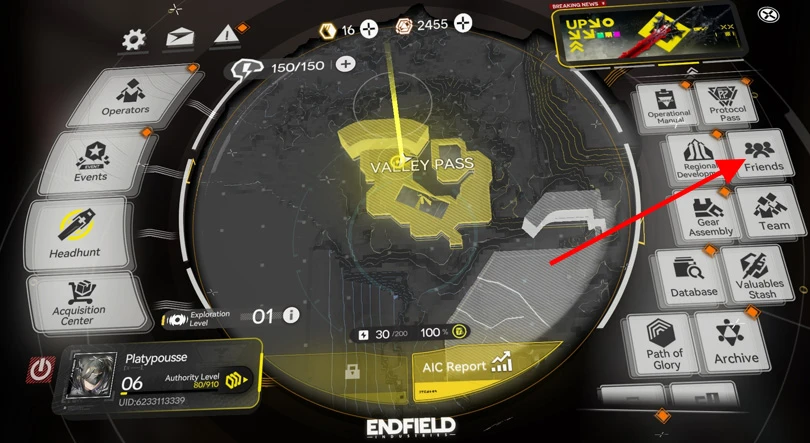 Friends" feature in Arknights: Endfield
