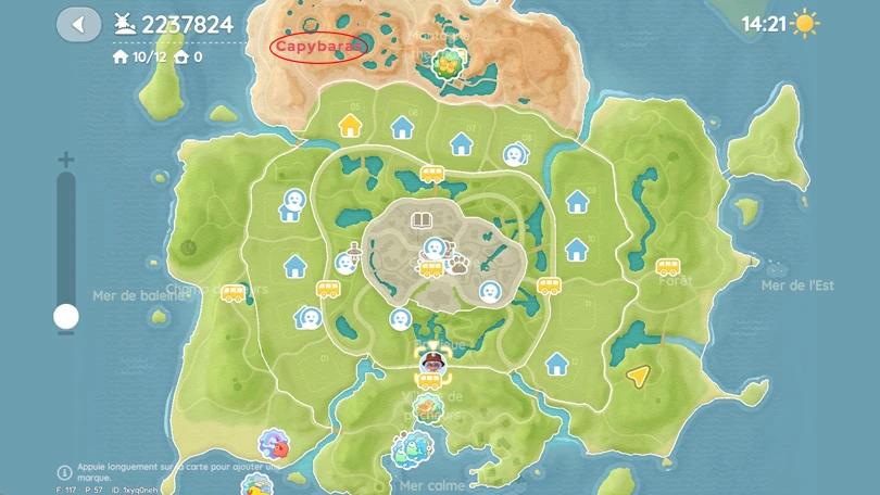 Location of capybaras in Heartopia
