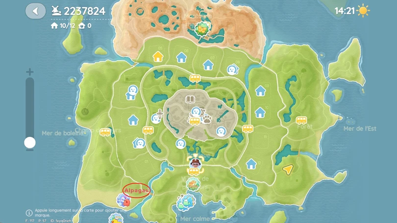 Emplacement de l'alpaga dans Heartopia