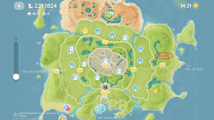 Emplacement du cerf dans Heartopia
