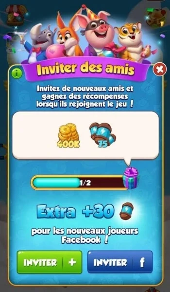Inviter des amis Facebook sur Coin Master