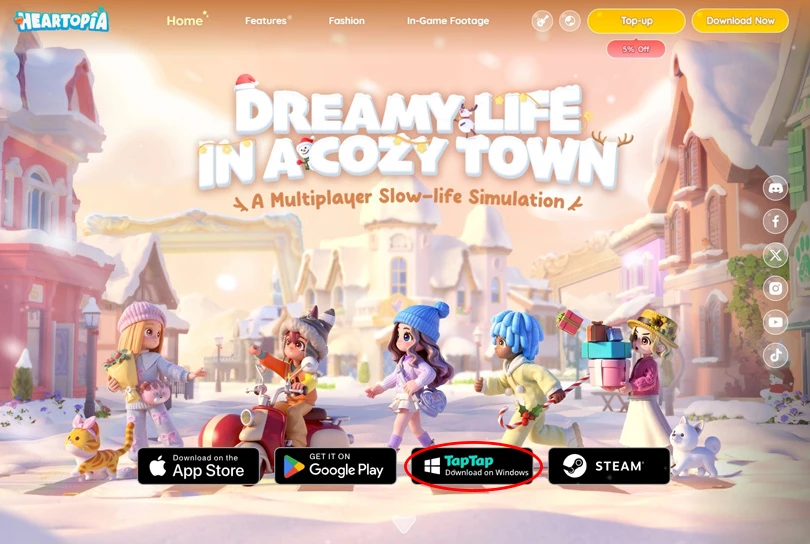 Download the TapTap launcher to play Heartopia on PC