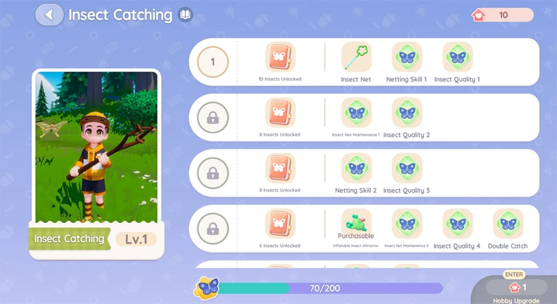 Heartopia insect catchment levels
