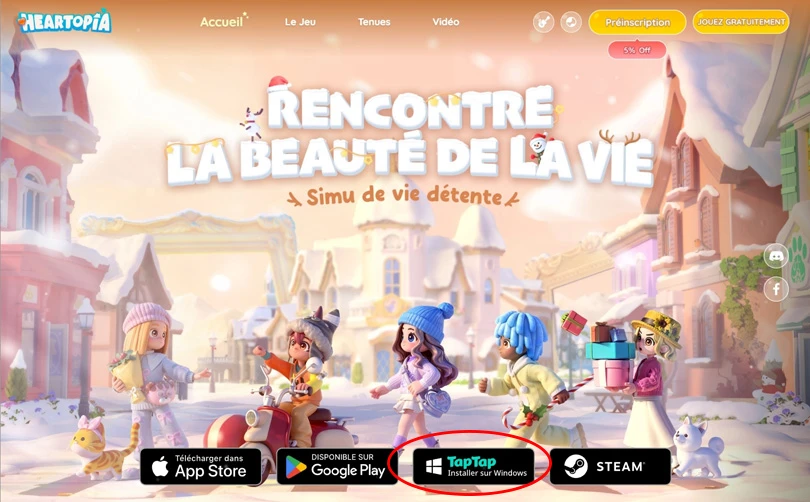 T&eacute;l&eacute;charger le launcher TapTap pour jouer &agrave; Heartopia sur PC