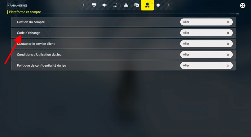 Le menu Paramètres du compte d'Arknights: Endfield