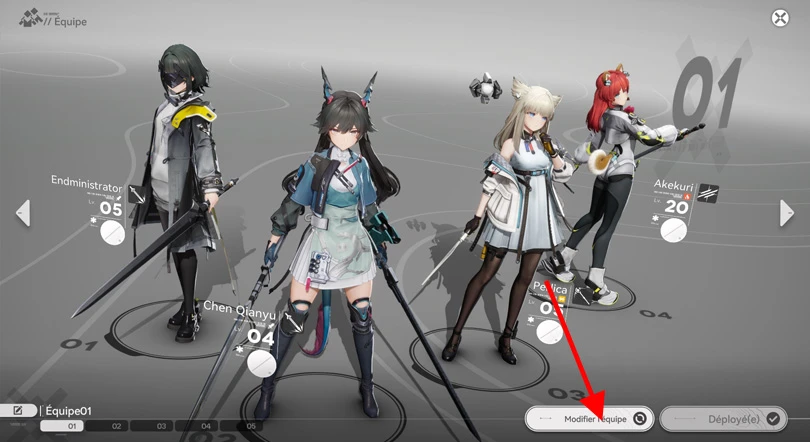 Modifier l'équipe dans Arknights: Endfield