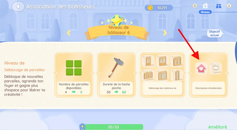 Niveau 6 de bâtisseur pour débloquer l'attrapage d'insectes Heartopia
