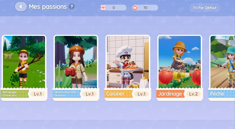 Les passions dans Heartopia