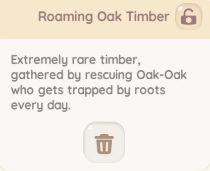 Description of the roaming oak timber in Heartopia