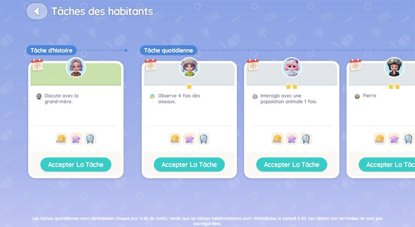 Guide Heartopia des tâches des habitants