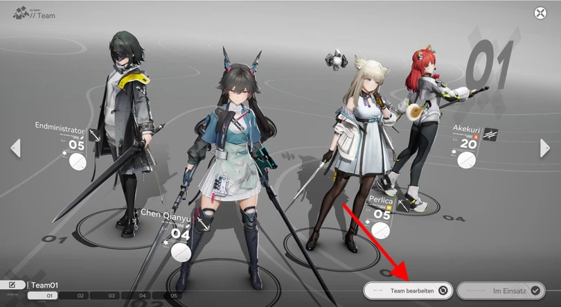 Bearbeite das Team in Arknights: Endfield