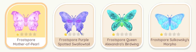 Jeder Eiskristallartiger Schmetterling in Heartopia