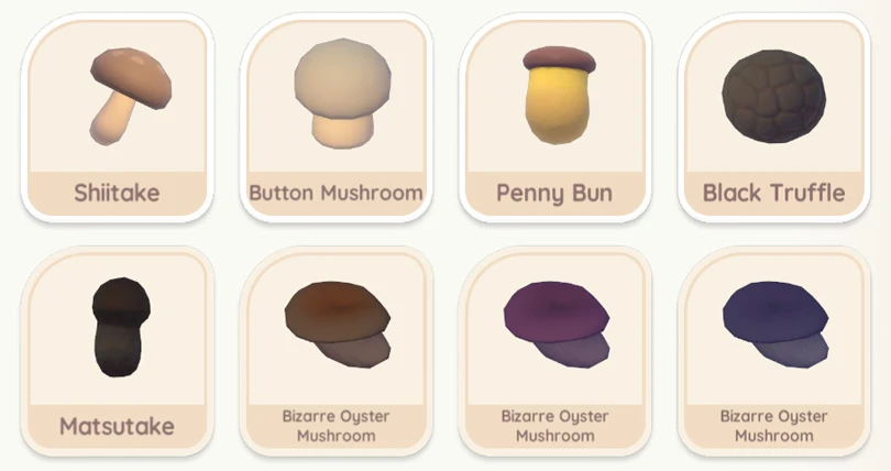 List of Heartopia mushrooms