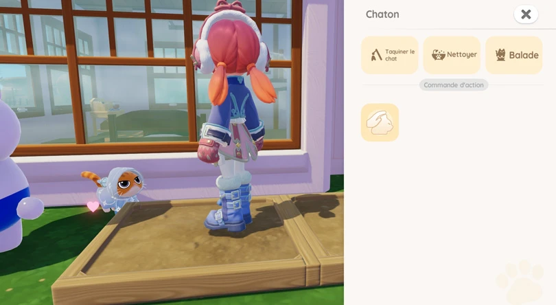 Interactions avec le chat dans Heartopia