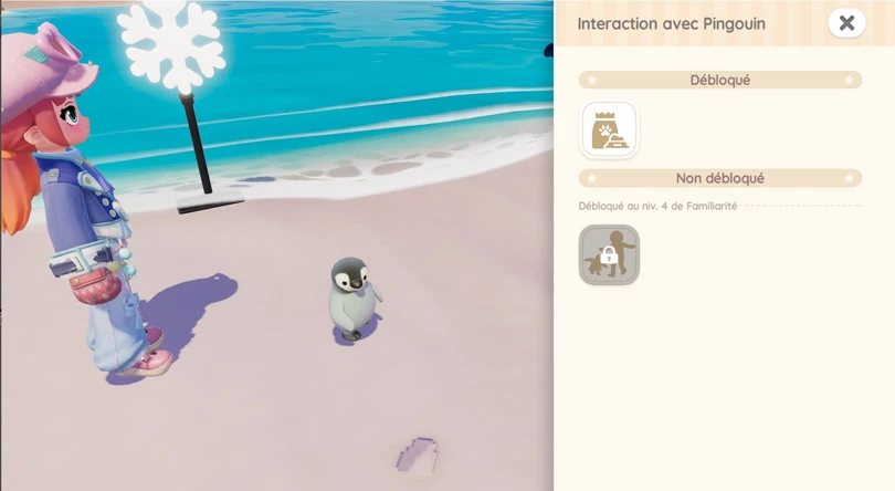 Interactions avec les pingouins dans Heartopia
