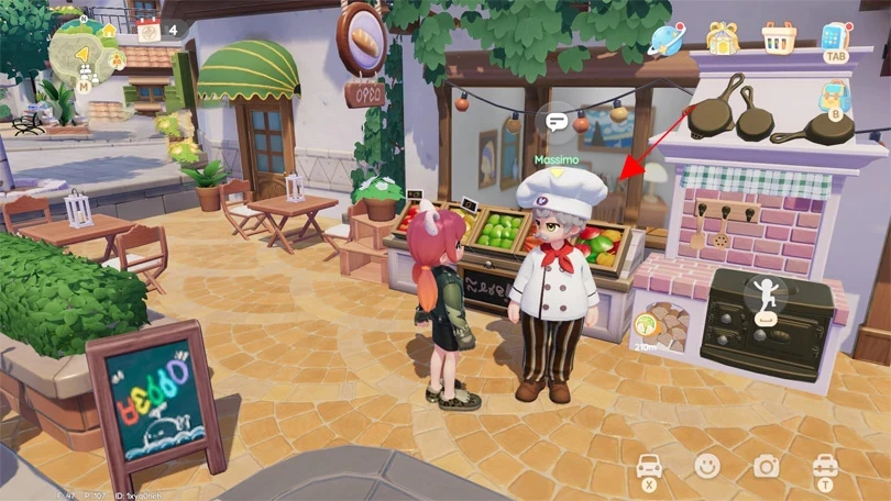 Massimo pour les recettes dans Heartopia