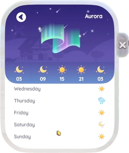Die verbundene Uhr für das Polarlicht in Heartopia