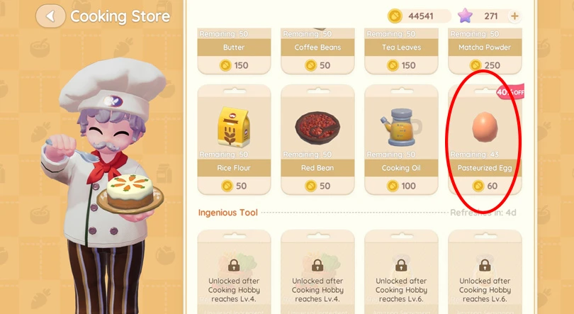 Buy a pasteurised egg to prepare the Heartopia thermal egg recipe