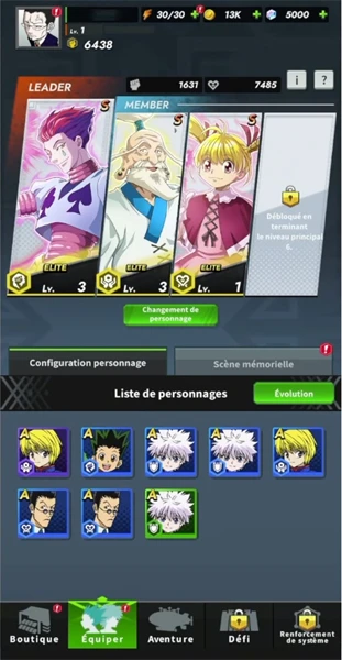 Personnages de la tier list HxH NenxSurvivor