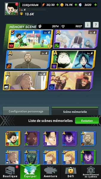Scènes mémorielles de HunterxHunter NenxSurvivor