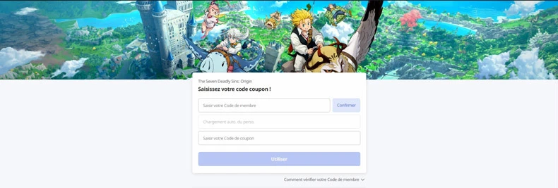 Le site pour récupérer les codes 7DS: Origin 