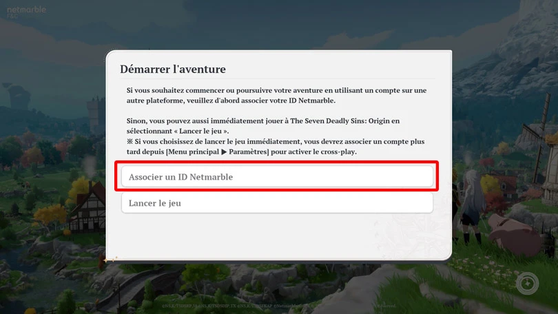 Récupérer sa progression en liant son compte 7DS: Origin