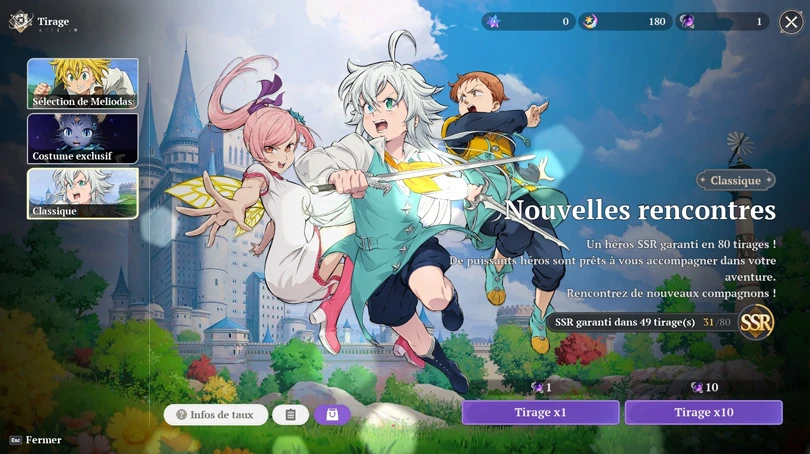 Les tirages dans Seven Deadly Sins: Origin