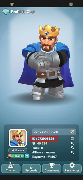 Trouver son ID pour récupérer les codes Kingshot