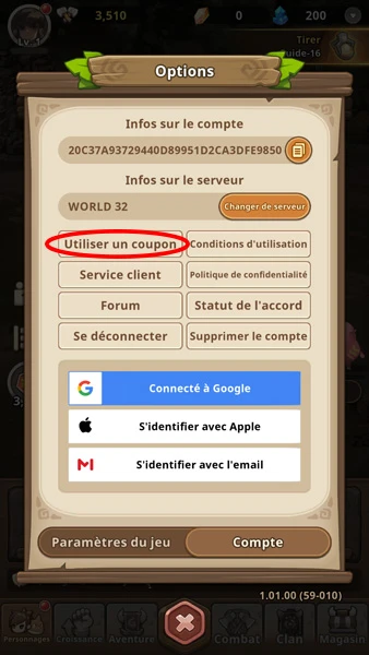 Récupérer les codes StoneAge: Idle Adventure, étape 3