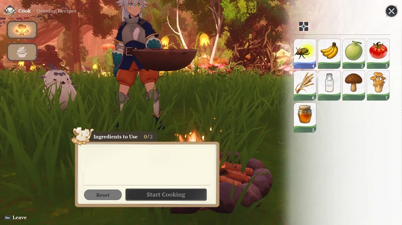 The ingredients farm for Seven Deadly Sins: Origin recipes