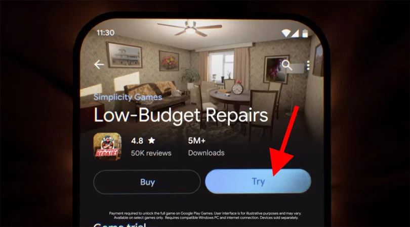 Google Game Trials "Try" button