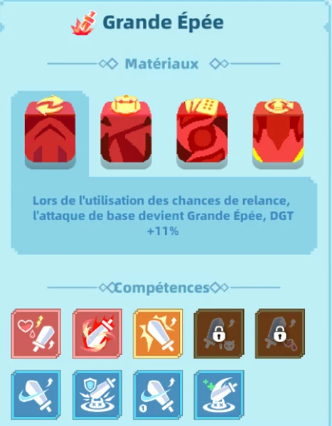 La composition du build grande épée Dicero