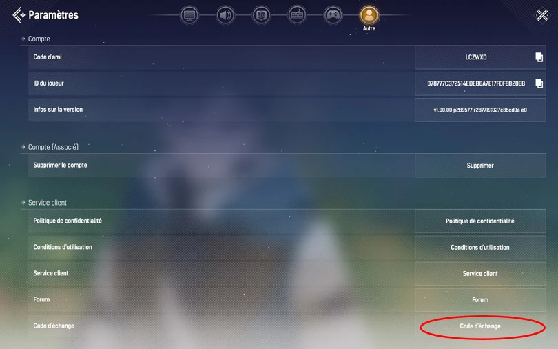 Le menu des codes Mongil: Star Dive
