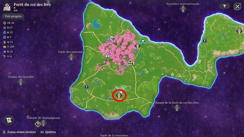 Emplacement de l'Essence de fleur gracile dans 7DS: Origin