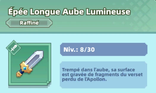 L'épée longue Aube lumineuse du build grande épée Dicero