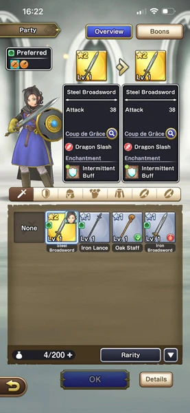 Reroll in DQSG, um bessere Waffen zu haben