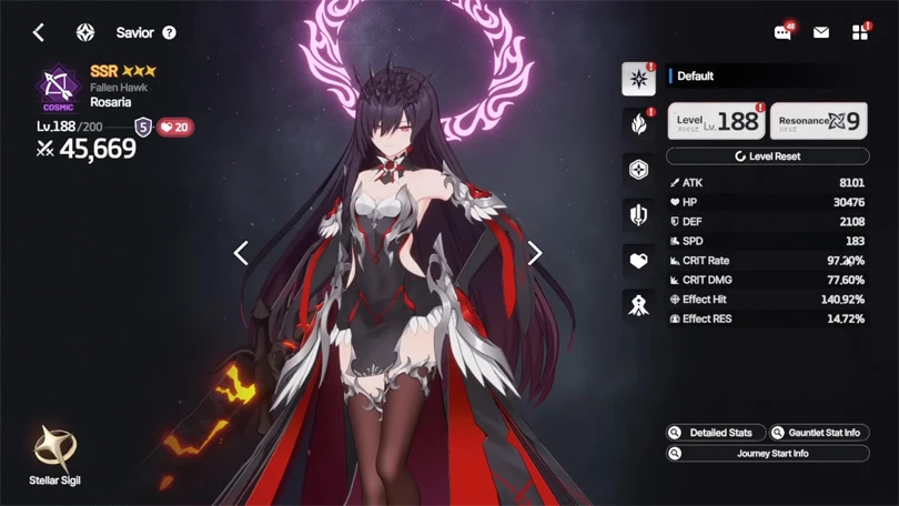 Statistiken von Star Savior Rosaria