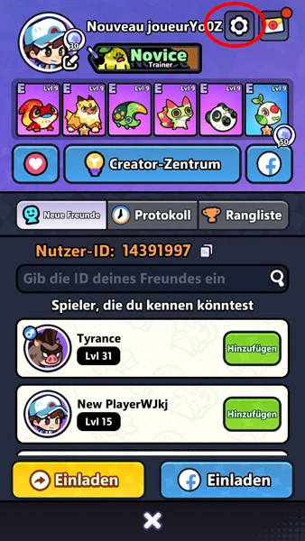 Einstellungen der Clash of Critters Codes