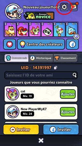 Paramètres des codes Clash of Critters
