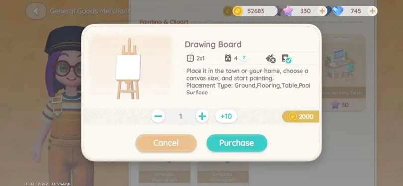 Buy the Drawing Board to create Heartopia custom clothes