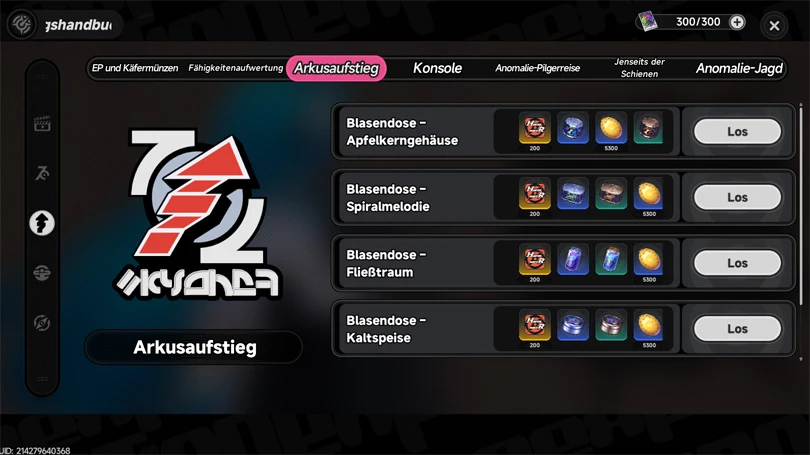 Blasendose zum Spannen von NTE-Arkus