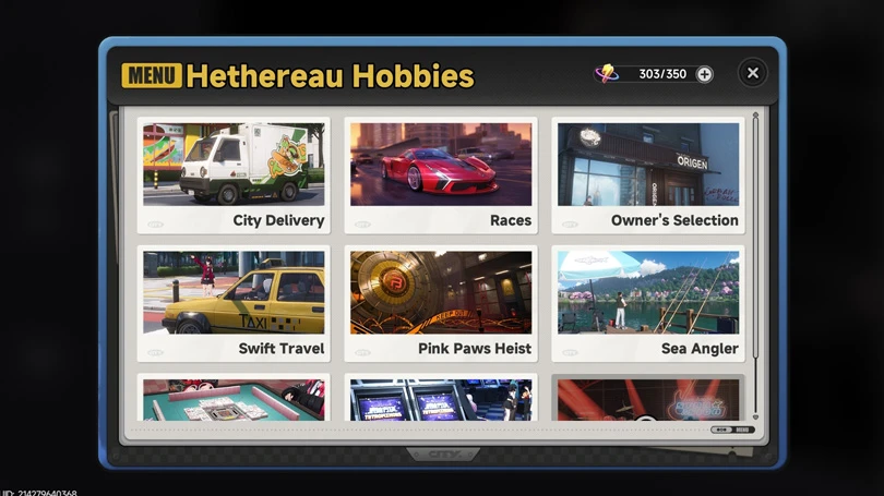 NTE fishing on the Hethereau hobbies menu