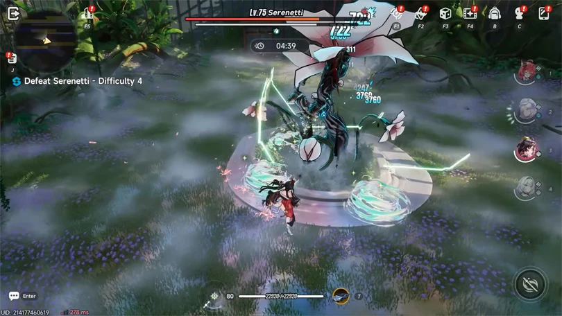 Gameplay for the Hotori Neverness to Everness build