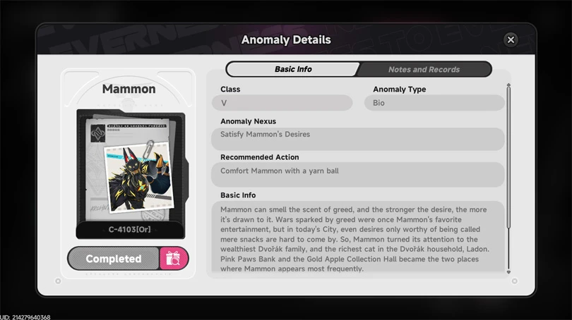 Commission d'Anomalie Neverness to Everness Mammon