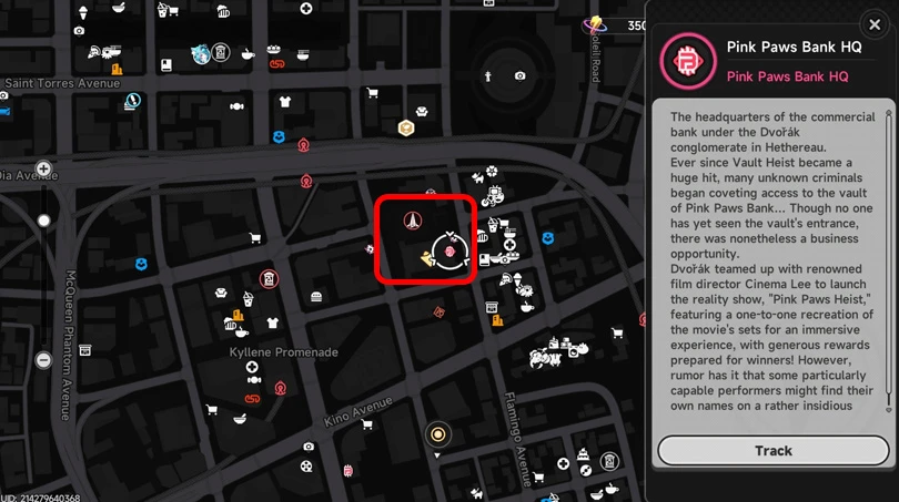 Location of the Neverness to Everness Pink Paws Heist