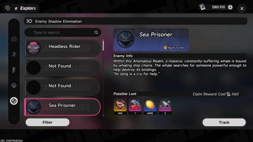 Details of the Neverness to Everness Sea Prisoner