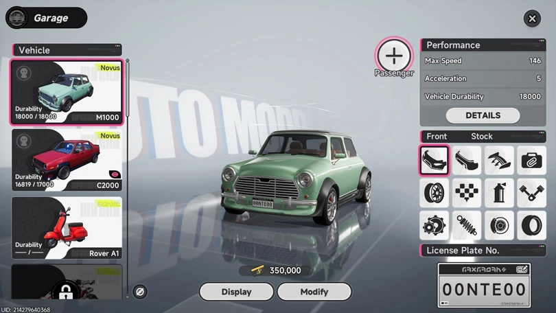 Garage to buy cars from the NTE tier list