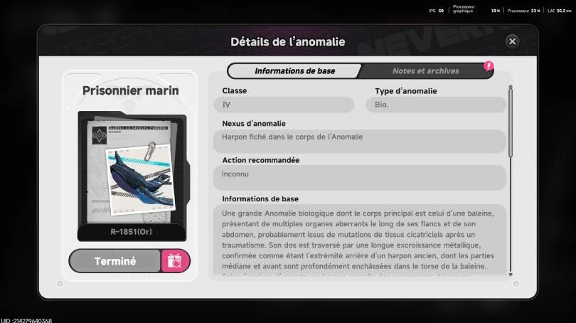 La commission d'anomalie du Prisonnier marin NTE