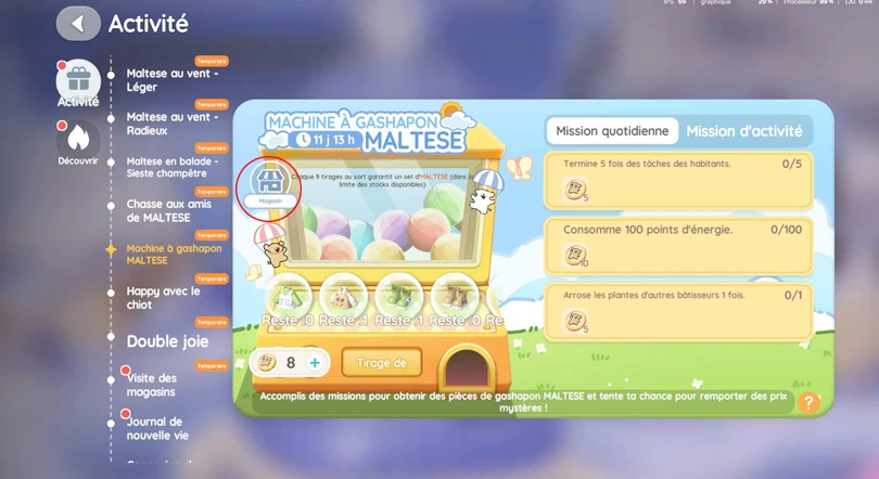 Le gashapon des recettes Maltese Heartopia