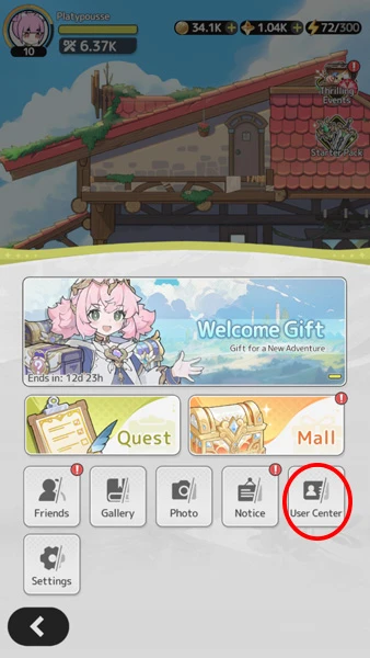 The user centre for entering Sword x Staff codes 